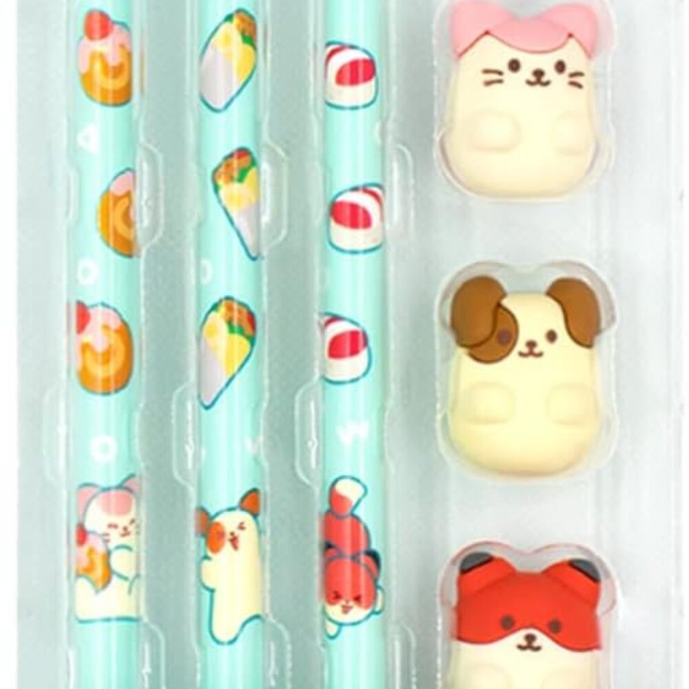 3 Anirollz Cute Animal Character Kitty Puppy Fox Gel Pens (Mint)